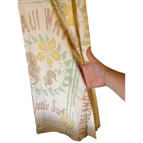 BDG Eva Tie-Front Ruched Strap Trapeze Mini Dress Size Large Hawaiian Print - Picture 4 of 8